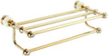 Towel Rack Towel Rail European Style Metal Towel Rack Wall-Mounted Towel Holder Jade Towel Bar Double Towel Rack for Toilet Bathroom Towel Bar Towel Holder/Gold/61 * 24 * 16Cm