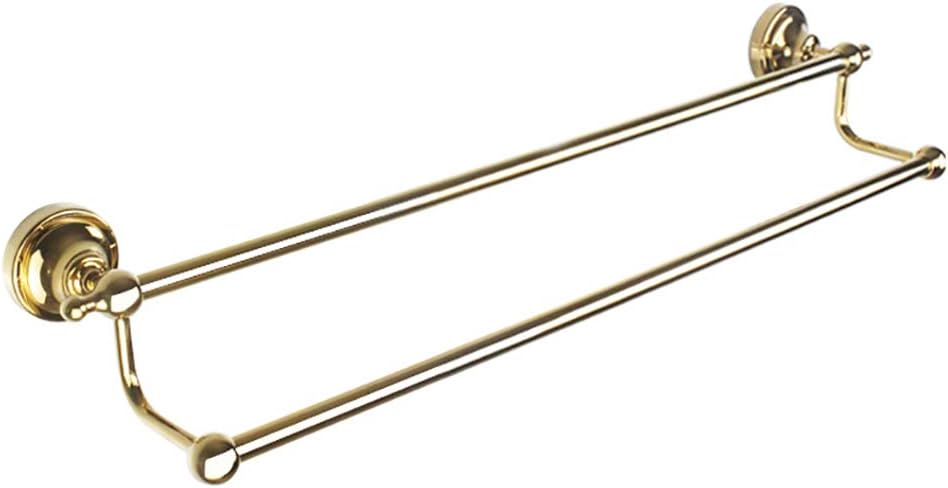 Stainless Steel Double Towel Rack for Bathroom Wall-Mounted Available in Silver & Gold Finishes - 3 Size Options for Space-Saving nization