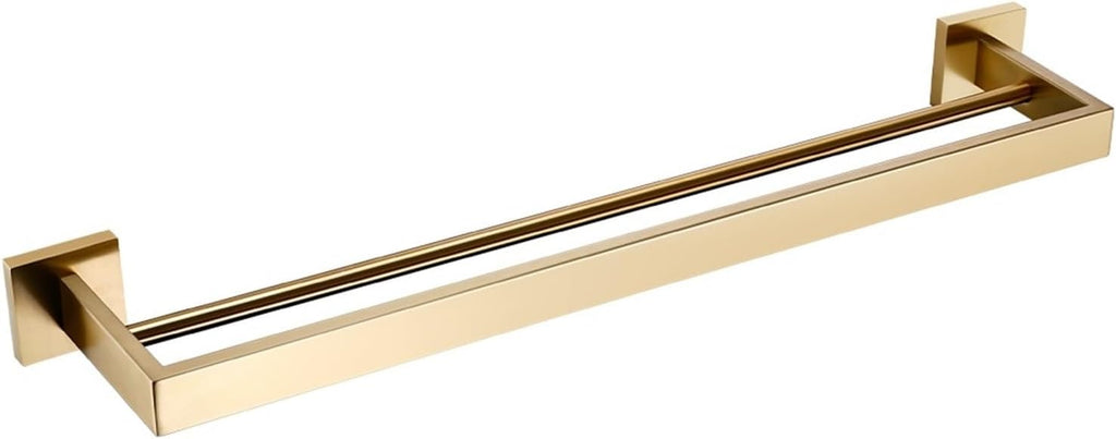 RAHBI Brushed Gold Bathroom Accessories Set Toilet Brush Holder Toilet Paper Holder Towel Bar Rail Rack Hanger Hook Soap Dish Hardware Leisurely (Color : Double Towel Bar 560-01)