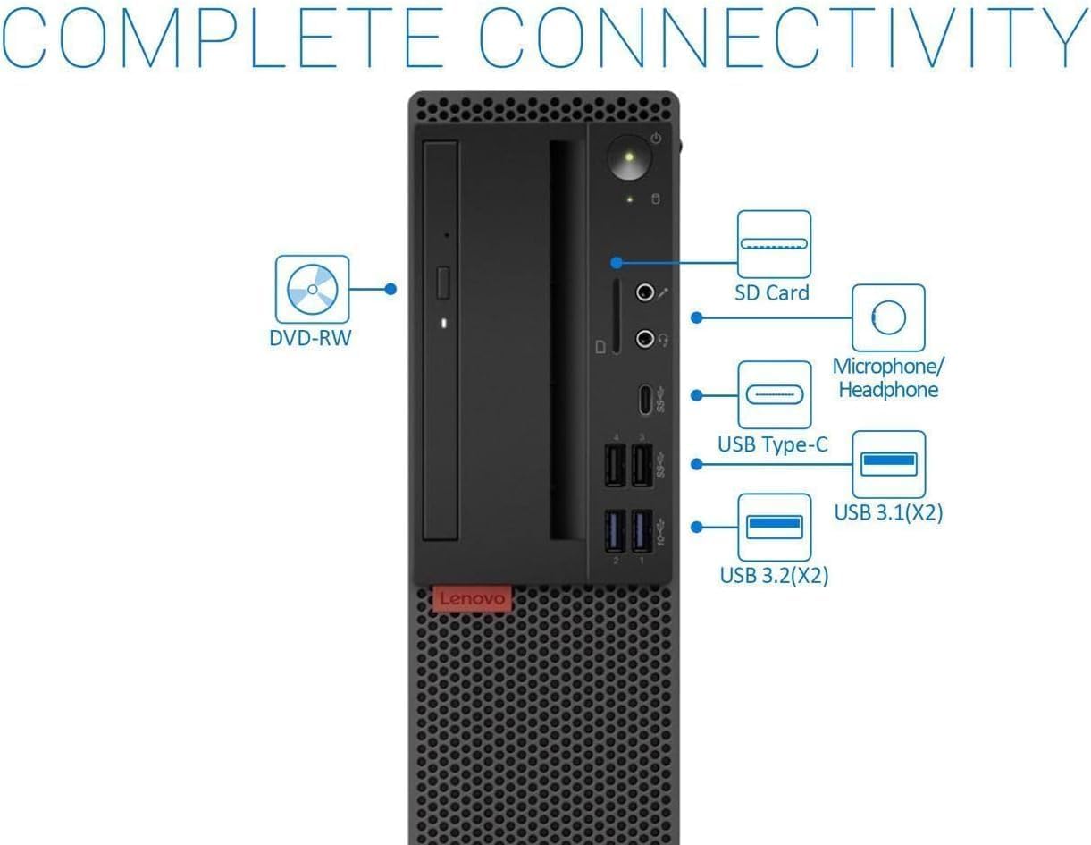 Lenovo ThinkCentre M720 SFF Desktop Computer PC, Intel Quad Core i3-8100, 16GB RAM, 512GB SSD, VGA, DisplayPort, Keyboard & Mouse, USB Wi-Fi & Bluetooth, Windows 11 Pro (Renewed)