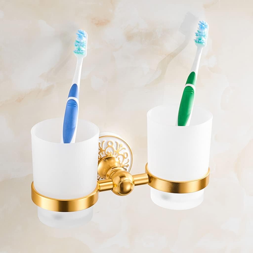 Towel Rack Platinum European Towel Rack Bar Rail, Space Aluminum Gold Towel Shelf, Tissue Paper Holder, Bathroom Accessories Set Bathroom Hardware/Double Cup The New