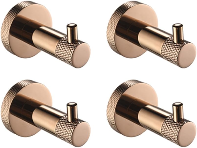 Rose Gold Stainless Steel Wall Hook Toilet Paper Holder Towel Bar Bathroom Accessories,4 PCS Robe Hook