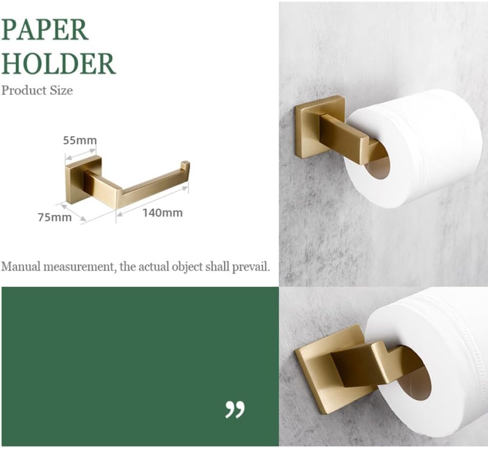 Matte Gold Towel Rack 304 Stainless Steel Towel Bar Double Towel Shelf Paper Holder Tissue Holder Toilet Brush Holder,Toilet Brush Holder,A (2 Tissue Holder A)