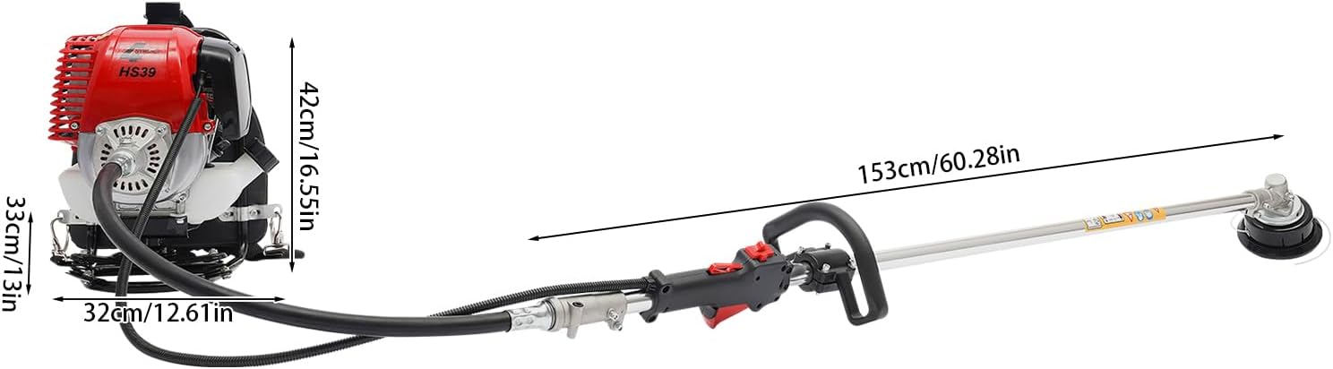 Brush Cutter Gas Powered 2 in 1 Backpack 4 Stroke Weed Wacker 31CC 750W Cordless Air Cooling Single Cylinder Gasoline Powered Tiller Grass Hedge Trimmer Lawn Mower, 8500RPM