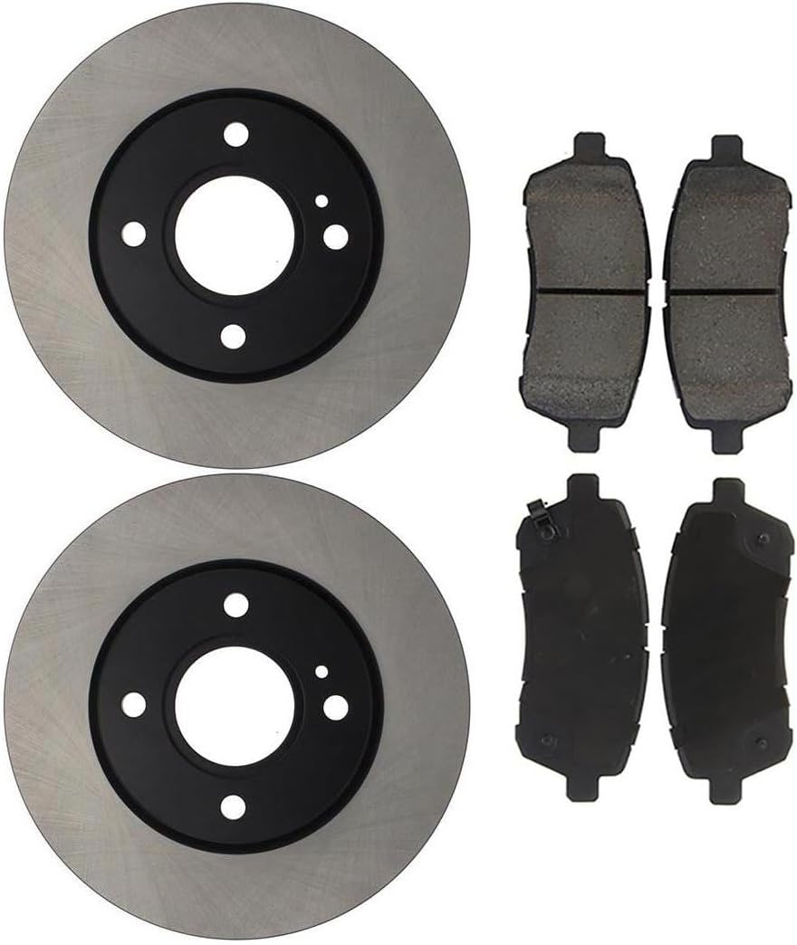 3pcs Front Ceramic Brake Pad and Rotor Brake Kit Replace fits Ford Fiesta 1.6L 2011 2012 2013 2014 2015 2016 2017 2018 2019, fits Fiesta 1.0L 2014