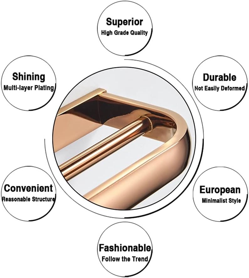 Towel Rack, Towel Rail for Bathroom, Rose Towel Rail, Bronze Brass Wall Mounted Bathroom Double Bath Towel Bar Storage Towel Holder Rack Shelf/Chrome/a (Rose Gold a)
