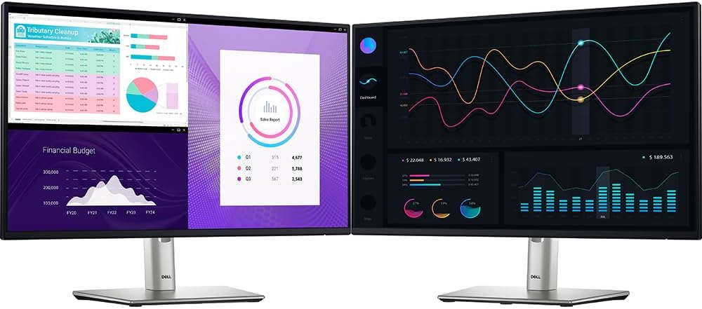 Dell P2425H 24' Full HD 1080p 16:9 Dual LED Monitor, Black/Silver Bundle with 2X Deco Gear 6FT Universal 4K HDMI 2.0 Cable with 28AWG Pure Copper Conductor