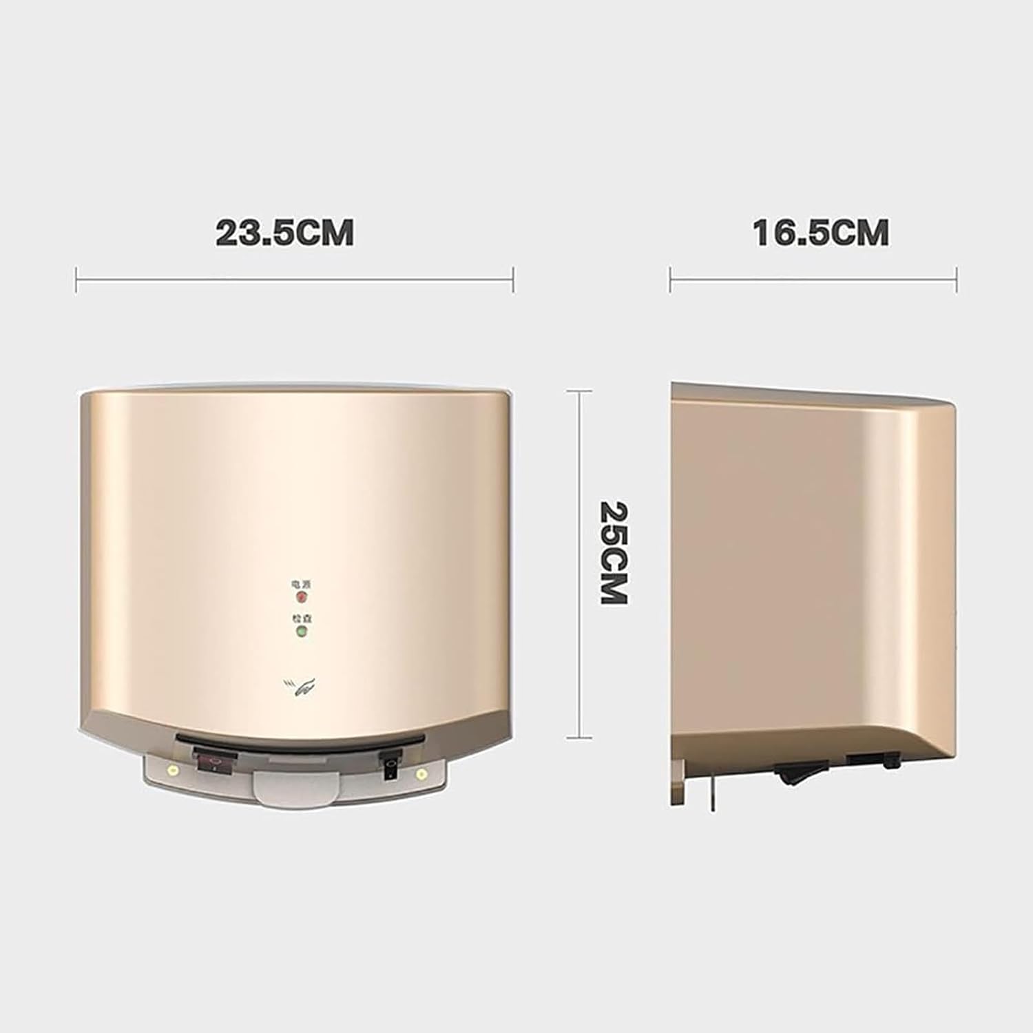 Electric Hand Dryers for Toilets Commercial, Turbo Hand Dryer, High Velocity Low Energy Eco Friendly Electric Dryer, Hand Dryer for Toilets,Gold (Silver)