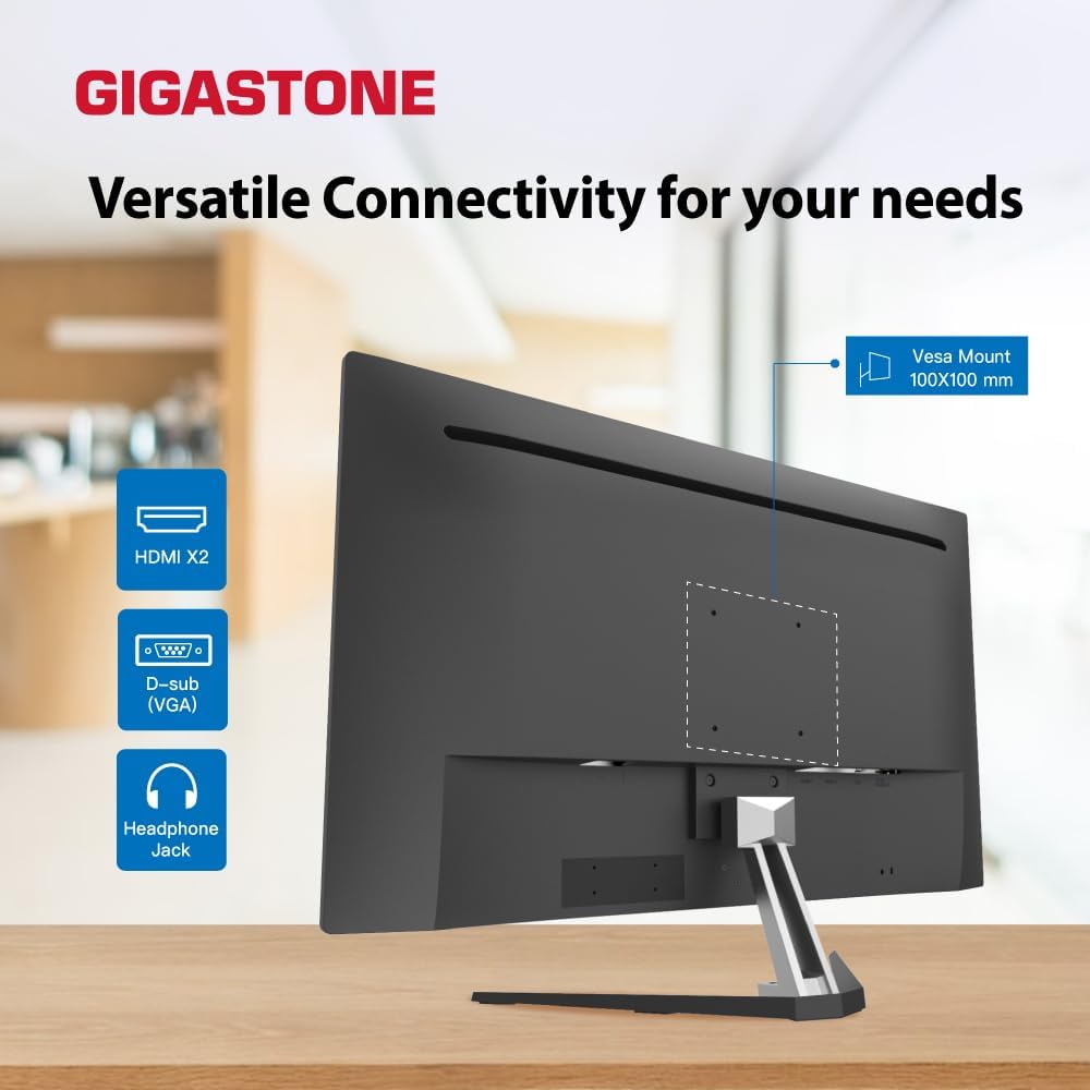 Gigastone 32 inch IPS LED Back Light Monitor 75Hz FHD 1920 x 1080, 178° Wide View Frameless Computer Monitor 5ms, Eye Care Technology, Ergonomic Tilt VESA Mount, HDMI VGA