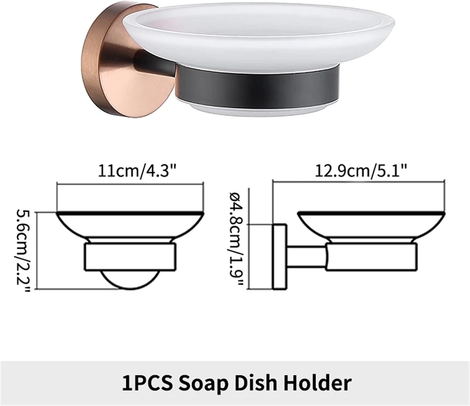 Black Rose Gold Wall Mount Stainless Steel Robe Hook Toilet Paper Holder Towel Bar Rack Cup Holder Bathroom Set(Soap Dish Holder)