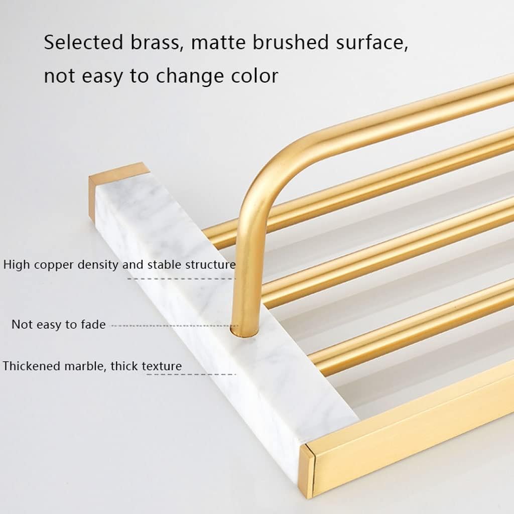 Towel Rack Towel Rail Light Marble Towel Rack Brass Towel Holder Nordic Bathroom Gold Towel Shelf Bath Wall Mounted Double Towel Bar Towel Bar Towel Holder/60 * 20 * 13Cm