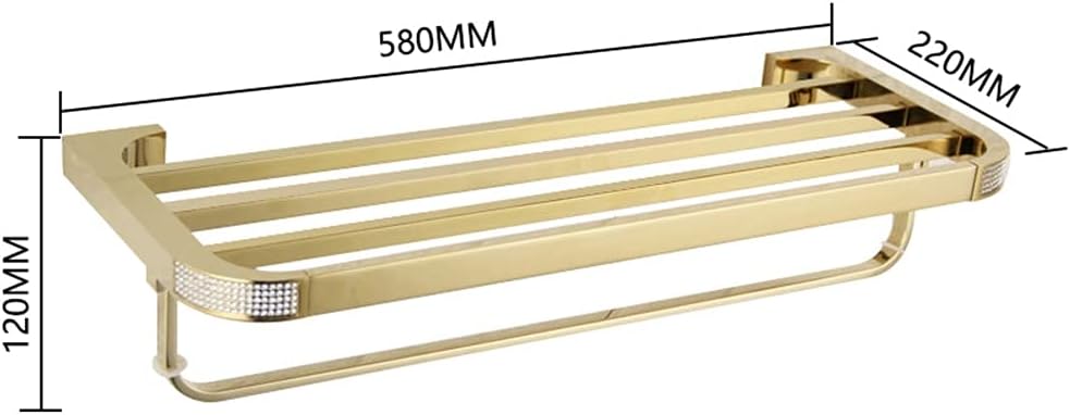 Towel Rails Bathroom Towel Rack Wall Mounted Towel Holder Crystal Bathroom Hardware Towel Holder Double-Deck Rail Rack Bar Bath Shelf Bathroom Accessories Gold/Chrome/Gold Towel Racks/White