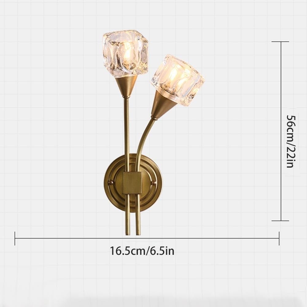 Bedside Wall Sconces, Classic Brushed Copper Wall Light, Double Head Hardwired Bathroom Vanity Lighting Fixture, Gold Decor Wall Lamp for Bedroom Living Room Hallway Kitchen