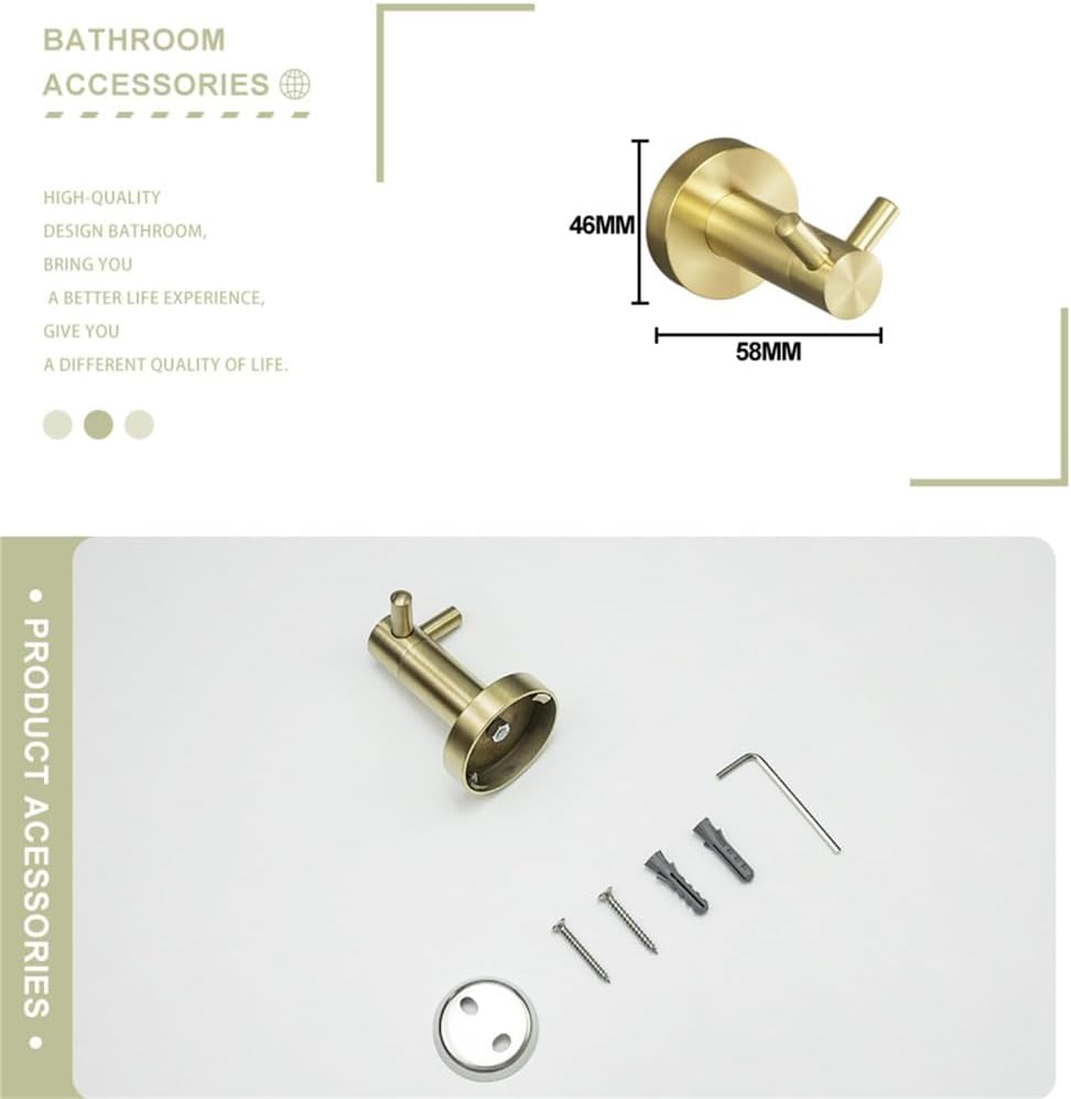 Towel Rack Brushed Gold Wall Mount Shelf Toilet Bathroom Hardware Paper Holder Towel Rack Rod Hanger Bathroom Accessories Single Towel Rack B