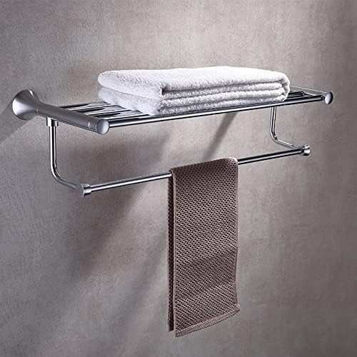 Mirror Chrome Bathroom Accessories Hardware ， Gold Holder Bathroom Accessories，Fixtures,Brass Stainless Steel Paper Holder Toothbrush Holder Towel Bar Bathroom Shelves ( Color : Single Towel Bar )