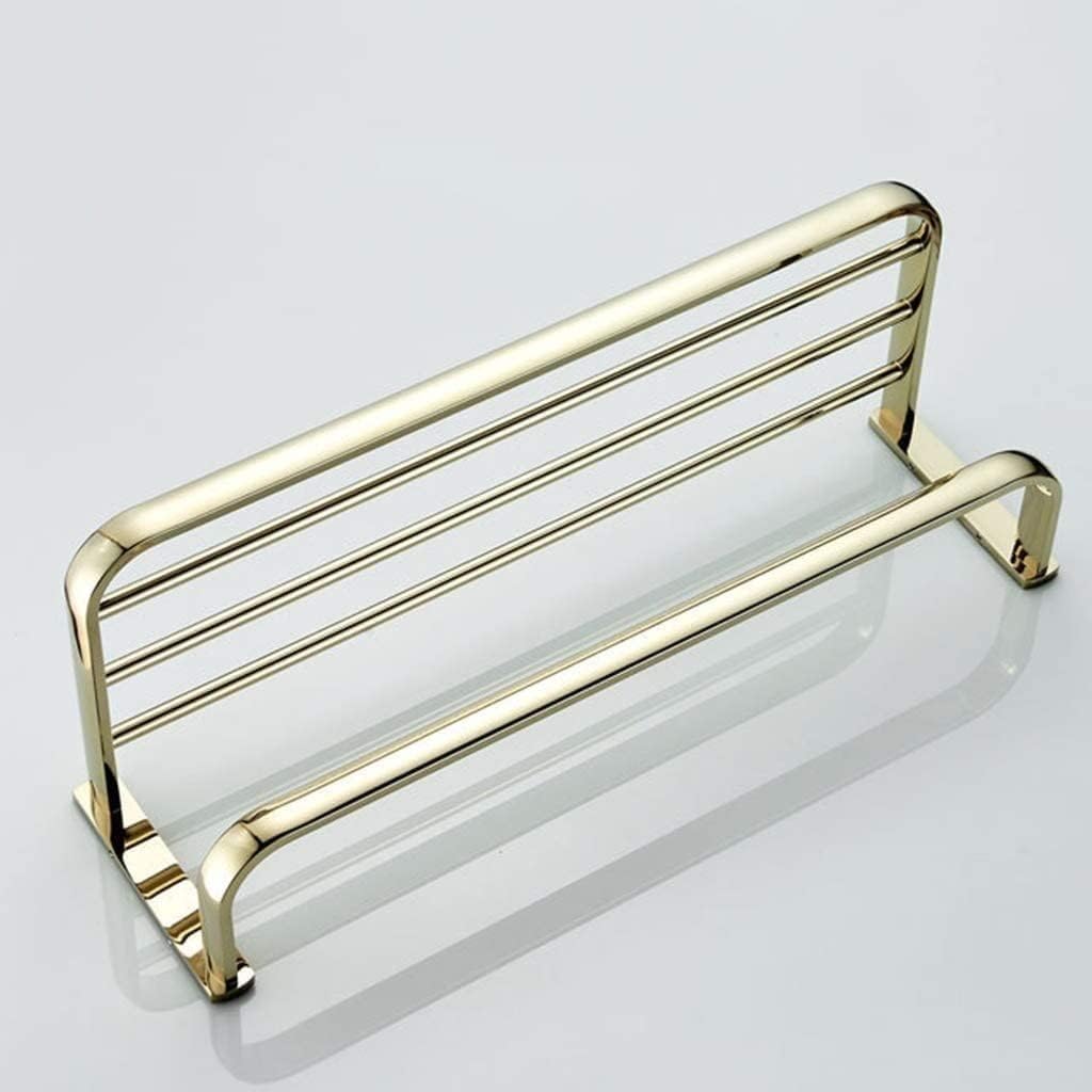 Towel Rails Towel Racks, Wall-Mounted Towel Stands Metal Brass Household Bathroom Double Layer Towel Bars Hardware Decoration Towel Holder, 58cm, Gold