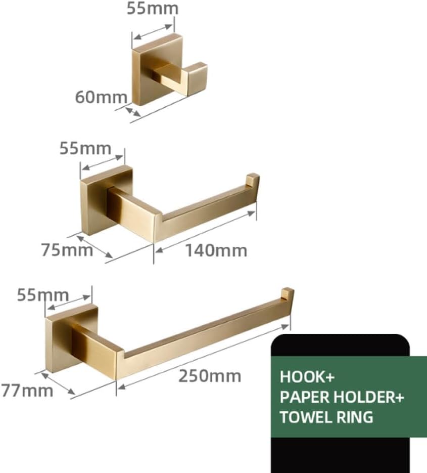 Towel Rack Matte Gold Towel Rail 304 Stainless Steel Towel Rail Double Towel Rail Paper Holder Tissue Holder Toilet Brush Holder Towel Rail A