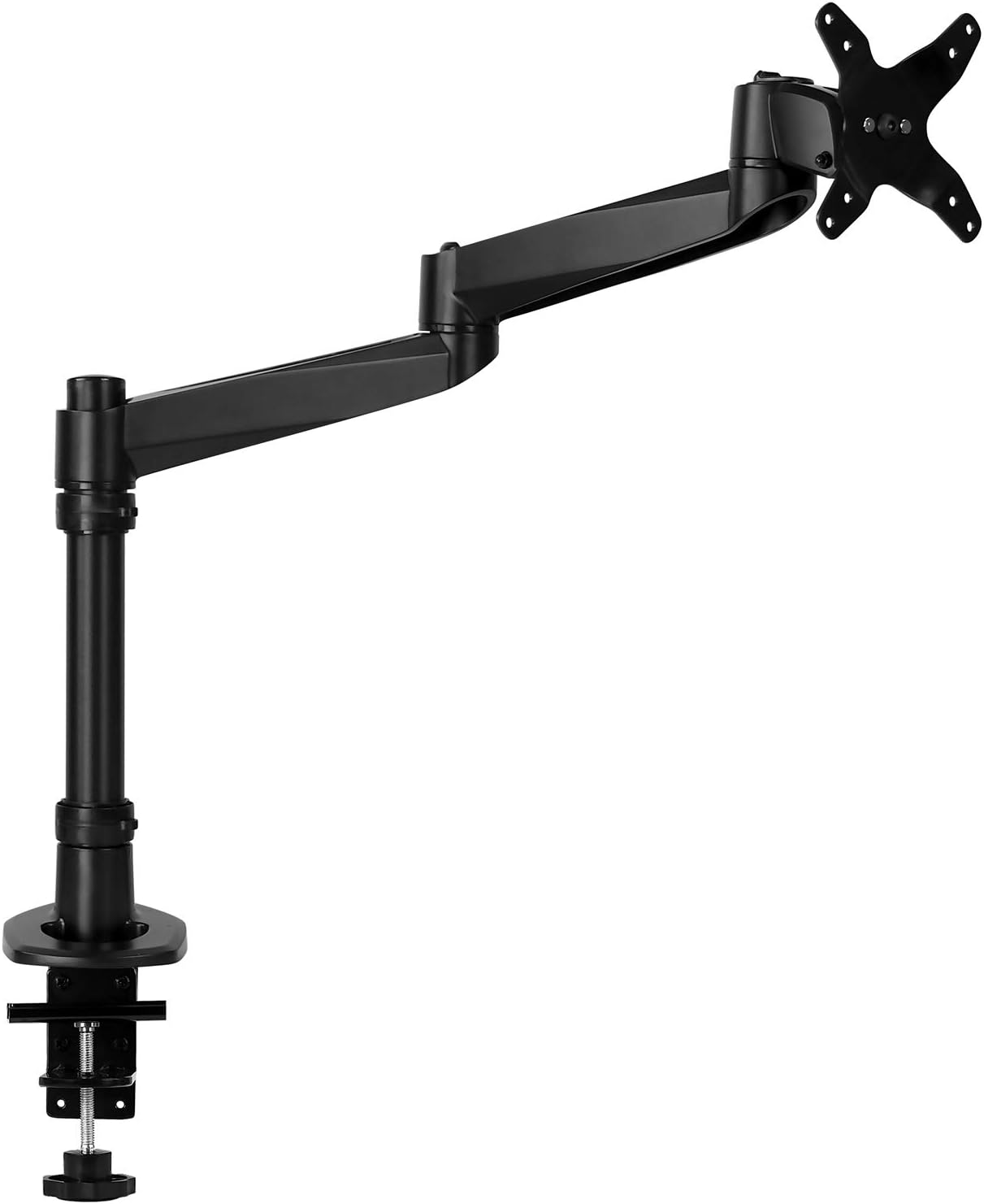 Mount-It! Premium Modular Monitor Desk Mount Arm Stand | Single Tilt Swivel Arm Fits 19 21.5 24 27 32 Inch Computer Screens with 75 100 VESA Patterns | C-Clamp and Grommet Bases | Black