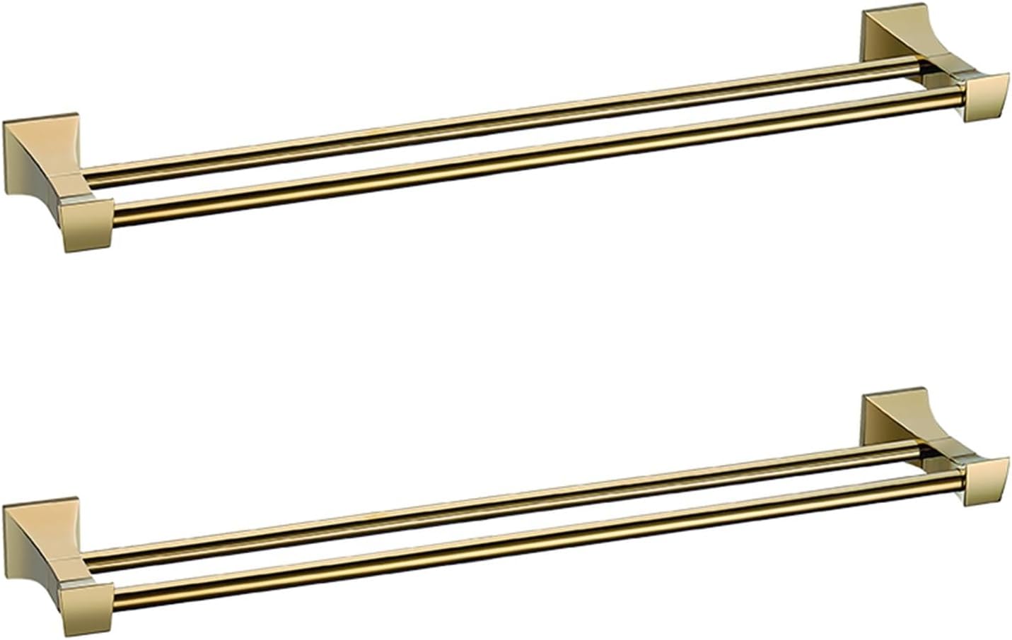 Rose Towel Racks Bathroom Chrome Finish Matt Black Stainless Steel Bath Towel Shelves Double Towel Bar Rail Bath Hardware(2 pcs Gold)