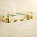 Bathroom Hardware Sets Gold Bathroom Shelf Towel Rack Towel Hanger Paper Holder Toilet Brush Holder Bathroom Hardware Towel Set,Single Towel Bar(Glass Shelf)