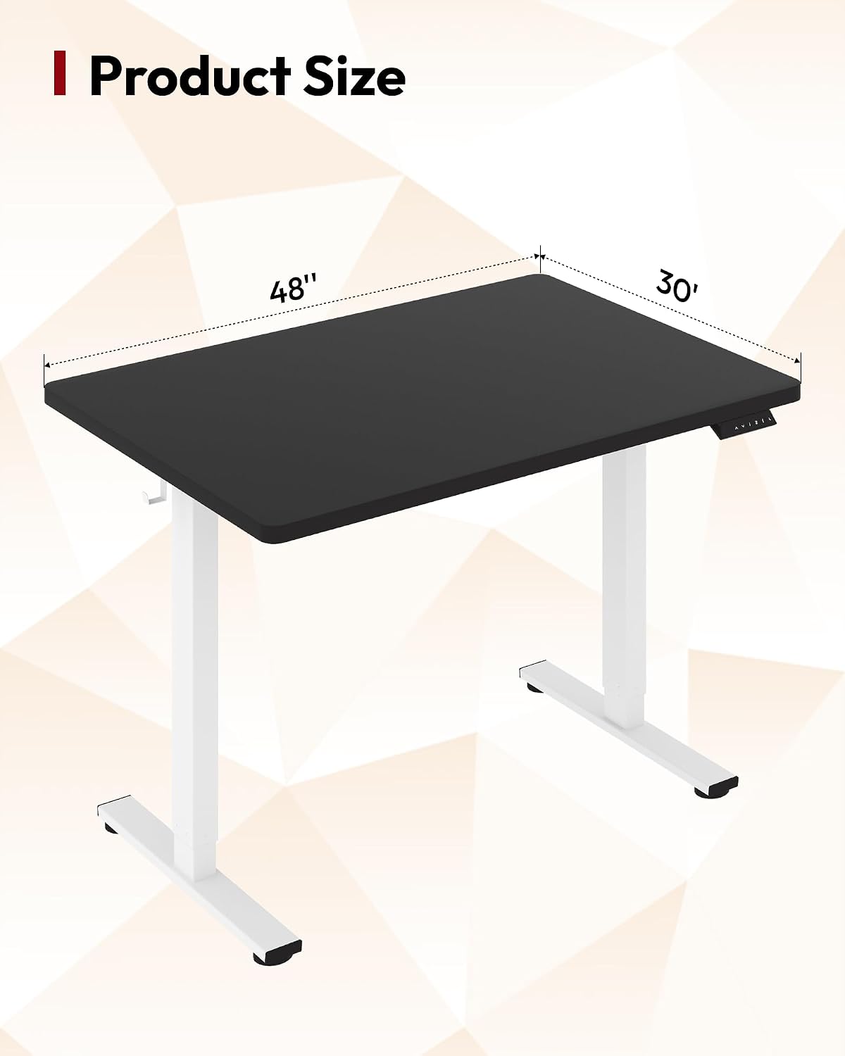 SANODESK Electric Standing Desk 48 x 30 Inches Whole-Piece Desktop Height Adjustable Stand Up Desk w/6-Button Controller Ergonomic Computer Desk for Home Office, White Frame + Black Tabletop