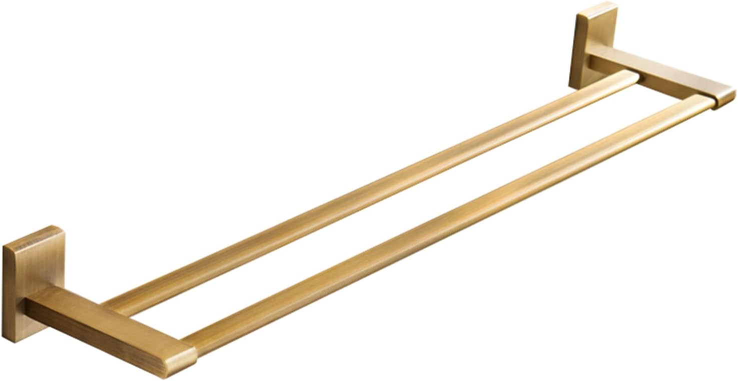 Towel Rails Wall Mounted Double Towel Shelf Holder Bathroom Kitchen Towel Storage Rack Towel Bar Copper Brushed Gold Finish Towel Rod/60Cm Towel Racks