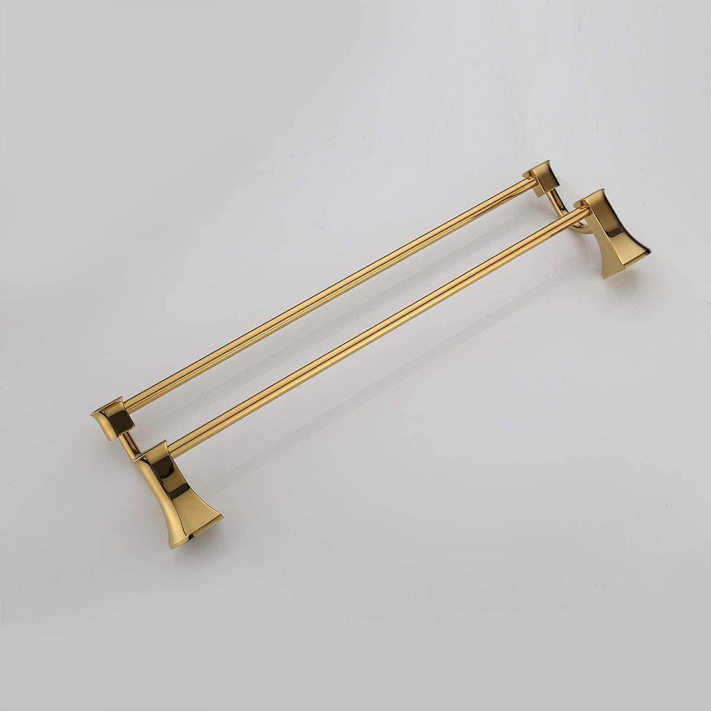Towel Racks Towel Rail Bathroom Accessories Oval Double-bar Towel Rail Bathroom Hardware Accessories Towel Rack Copper Organizer (Color : Gold)