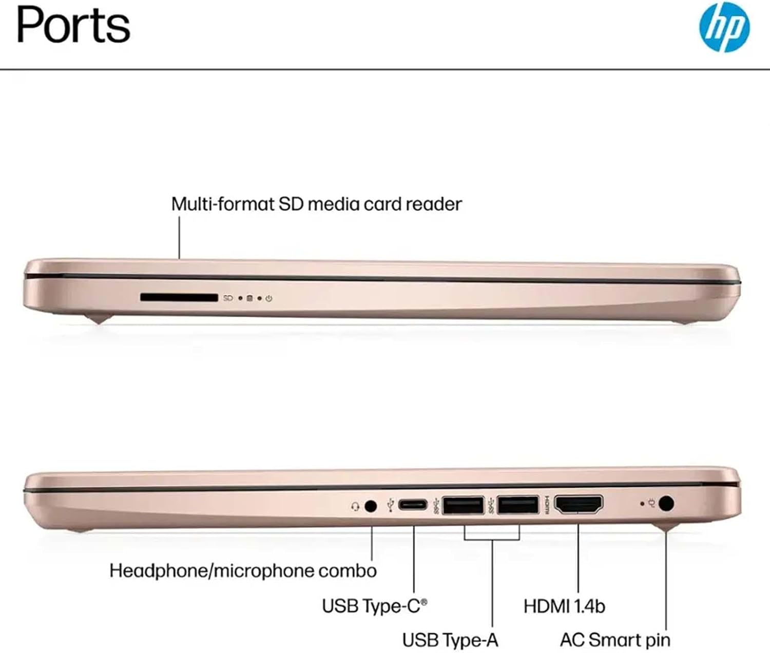 HP 14 Inch Business Laptop, Ultral Light Laptops for Student and Business, Intel Processor N150(Quad-Core), 4GB RAM, 128GB UFS, Wi-Fi 6, Fast Charge, 1-Year Office 365, Windows 11 Pro, Rose Gold
