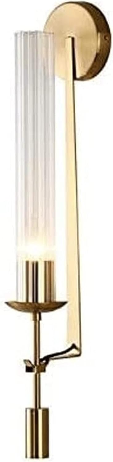 Modern 1 Bulb Gold Wall Sconce Creative LED Wall Lamp Tubular Clear Glass Wall Lighting Fixture for Bathroom Bedroom Living Room Corridor Hotel