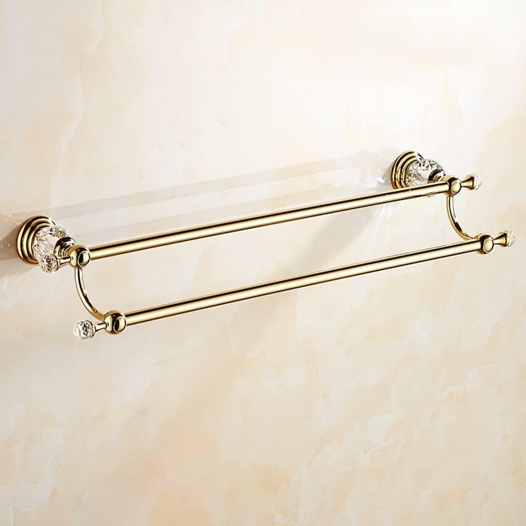 Hand Towel Bar Rack, Bathroom Towel Holder, European-Style Crystal All-Copper Rod Double-Rod Hotel/Home Bathroom Storage Towel Rack, Antique Gold-Plated Bath Towel Bar, Bathroom Towel Rail T/G bathroo