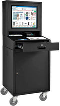 Global Industrial Mobile Security LCD Computer Cabinet Enclosure for 24' Diagonal Monitors, Steel Construction, Black Powder Coat Finish, 24-1/2'W x 22-1/2'D x 62-3/4'H