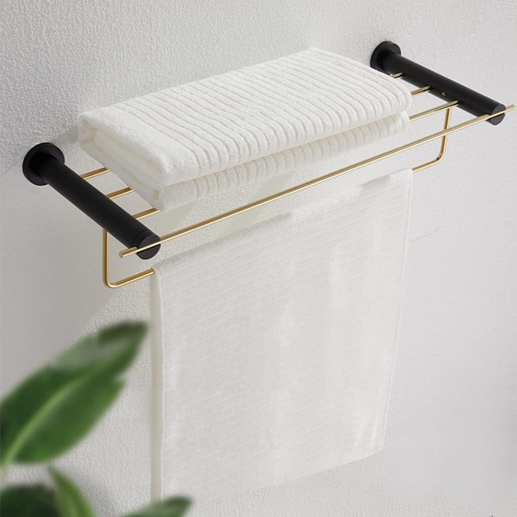 Black and Gold Bath Towel Rack, European Style Towel Rack Without Punching Hook, Bathroom Rack Towel Rail/Towel Bar (Color : Towel Rack)