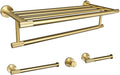 Gold Brushed Bathroom Accessories Hardware Set Towel Bar Rail Paper Holder Robe Hook Soap Dish Towel Hanger Shelf Toilet Brush,Single Towel Bar(4 Pieces Set)