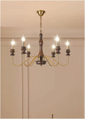 Retro Style E14 Bulb Chandelier Gold Silver Black Metal Dark Wood for Parlor Restaurant Bedroom Lighting,Dining Light Fixtures
