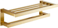 Towel Rack Towel Rail Double Towel Bar Brushed Space Aluminum Metal Bathroom Towel Rack Shelf Wall Mount Towel Holder for Bathroom Kitchen Towel Bar Towel Holder/Gold/70Cm