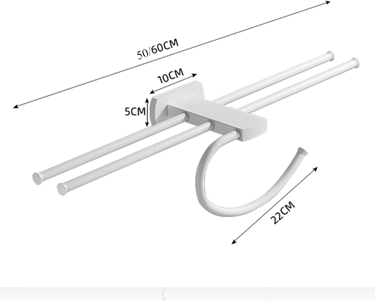 Towel Shelf for Bathroom Wall Mounted Towel Rack Self Adhesive Towel Rail No Drill Towel Holder Double Bar Brass for Kitchen Toilet,Gold,60cm