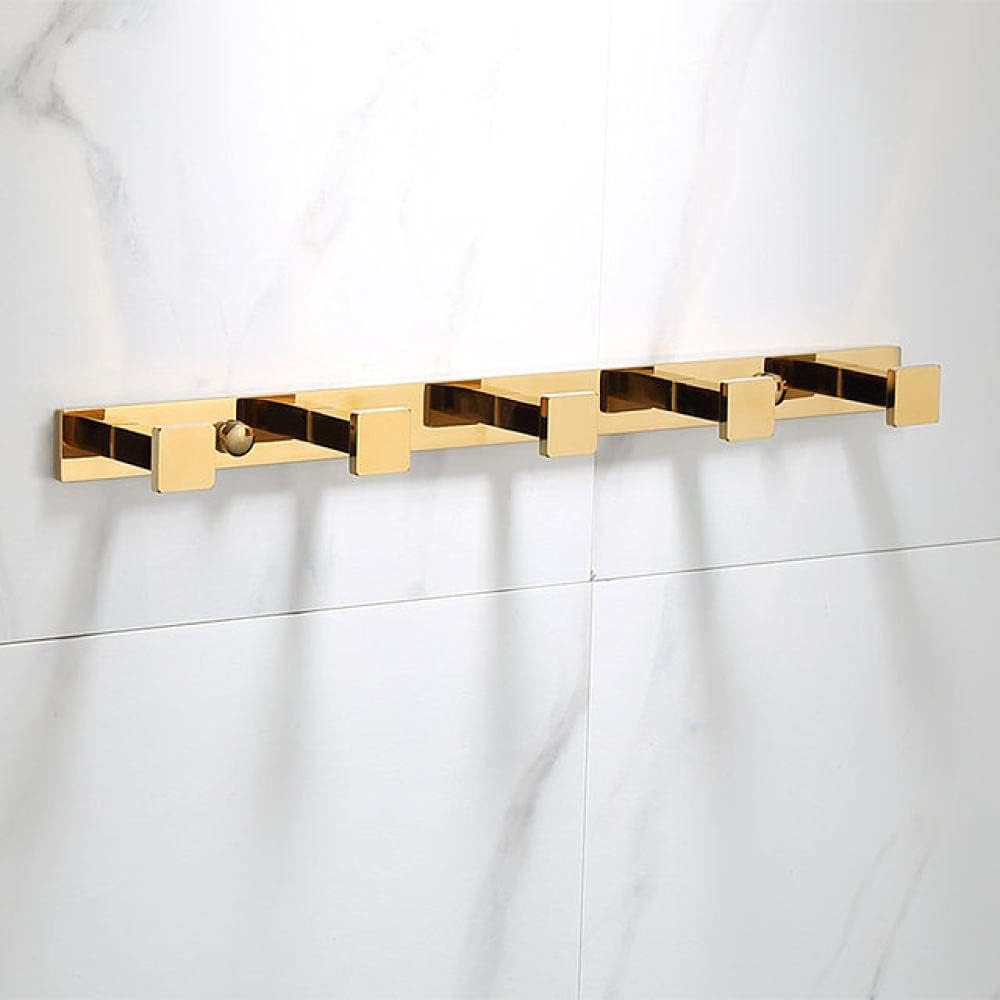 Wall Mounted Towel Bar Rack，Luxury Gold Brass Bathroom Towel Rack Toilet Paper Holder Toilet Brush Holder Multi-Hook Towel Bar Soap Dish - Elegant Bathroom Accessories Set(Row 5 Hook)
