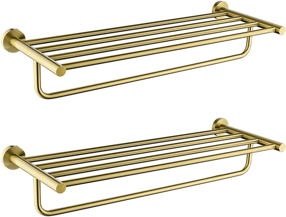 Towel Holder Towel Rack Towel Holder Towel Rack Luxury Brushed Gold Double Tier Towel Rack Wall Mounted Towel Holder for Bathroom Vibrant Modern Brushed Gold Towel Bar Towel Rack