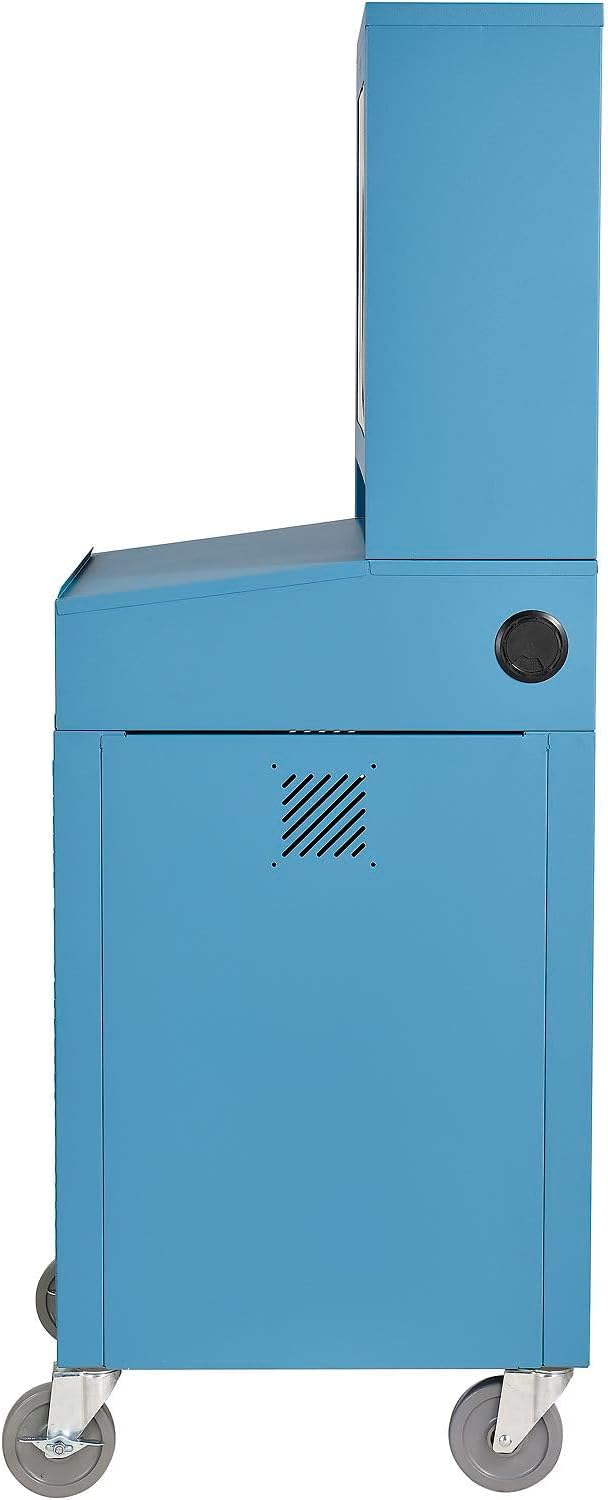 Global Industrial Mobile Security LCD Computer Cabinet Enclosure for 24' Diagonal Monitors, Steel Construction, Blue Powder Coat Finish, 24-1/2'W x 22-1/2'D x 62-3/4'H