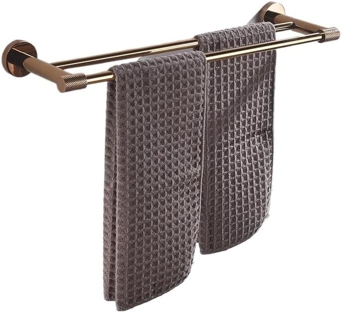 Rose Gold Wall-Mounted Stainless Steel Bath Towel Rack Toilet Paper Holder Towel Bar Robe Hook Cup Holder Bathroom Accessories(Single Towel Bar)
