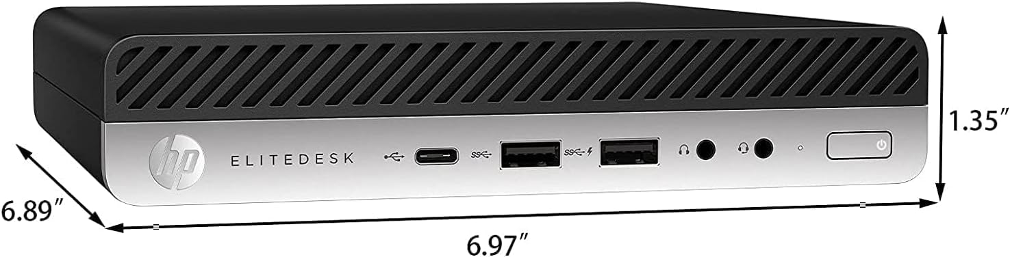 HP EliteDesk 800 G4 Mini Desktop with New 24' FHD Monitor and RGB Speakers PC Set, Core i5-8500T, 16GB RAM, 256GB SSD, Windows 11 Pro (Renewed)