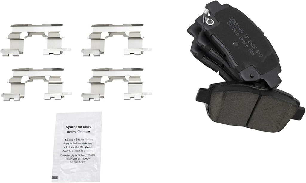 TRQ Front Brake Pad and Rotor Set Ceramic Rotors Calipers Hoses Compatible with 2004-2009 Toyota Prius