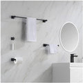 KIBI Cube 5-Piece Bathroom Hardware Set | Includes 24-Inch Towel Bar, Towel Ring, Toilet Paper Holder, and Robe Hooks | Wall-Mounted Solid Brass Accessories | Matte Black, C-KBA15-5