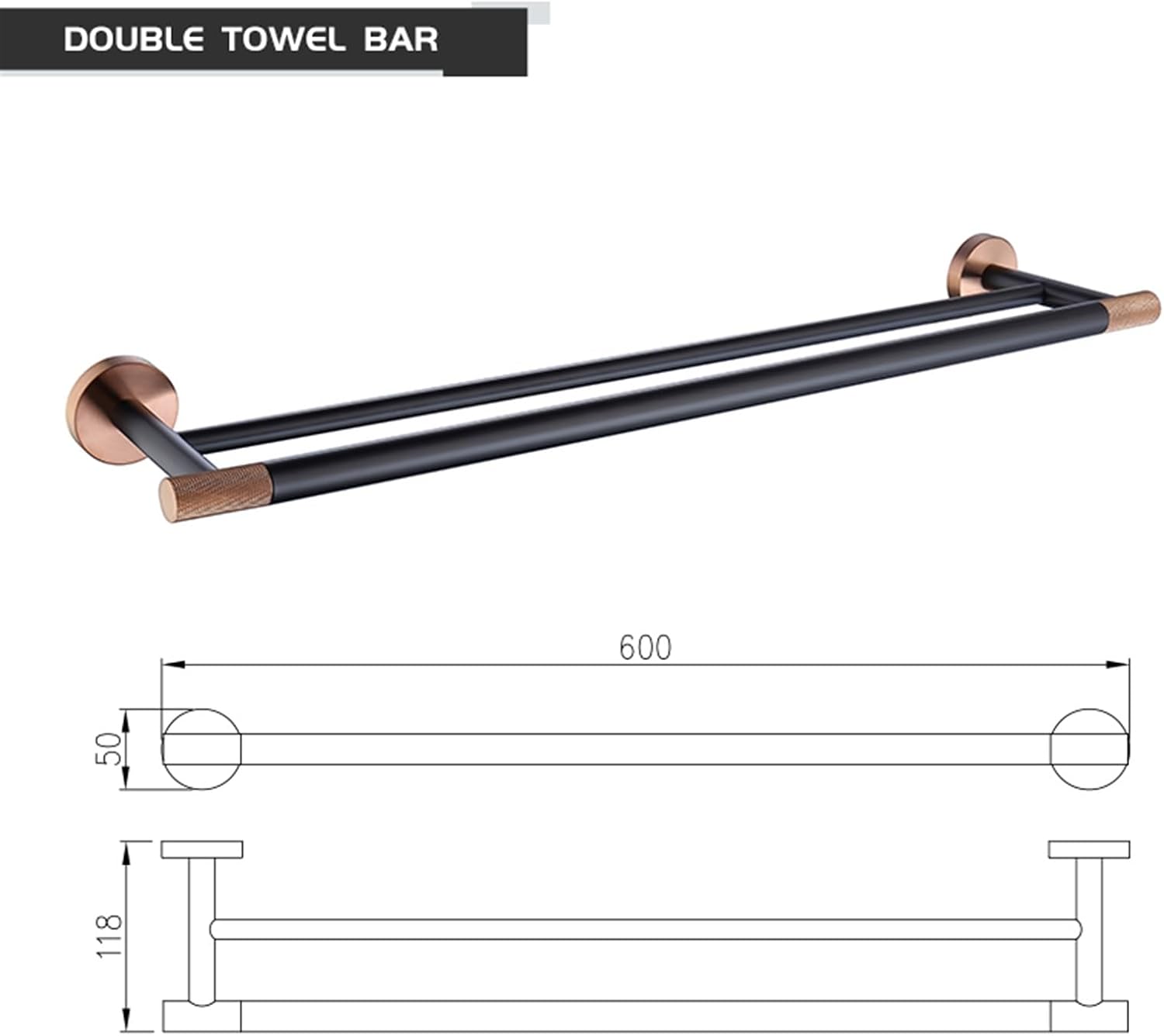 Towel Holder Stainless Steel Towel Rack with Clothes Hook, Toilet Brush, Paper Holder, Cup Holder, and Double Towel Bar Rail(Double Towel Bar)