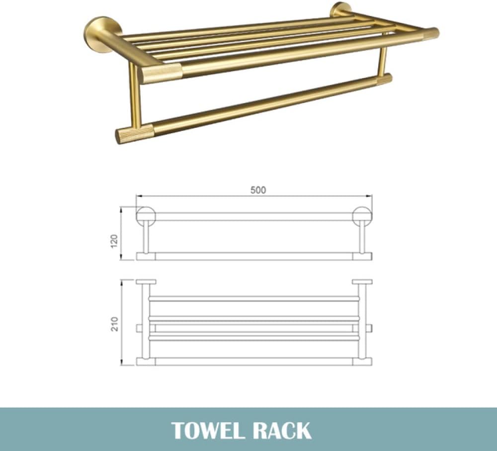 Gold Brushed Bathroom Accessories Hardware Set Towel Bar Rail Paper Holder Robe Hook Soap Dish Towel Hanger Shelf Toilet Brush,Single Towel Bar(Towel Rack)