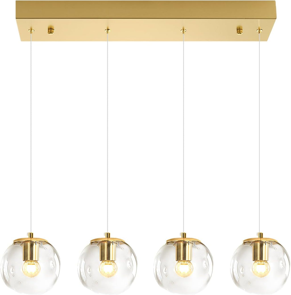 ykolupty Chandeliers for Dining Room Gold Dining Room Lights Fixture Over Table Glass Globe Pendant Lights Kitchen Island Adjustable Hanging Lamp Ceiling for Bedroom Entryway Foyer
