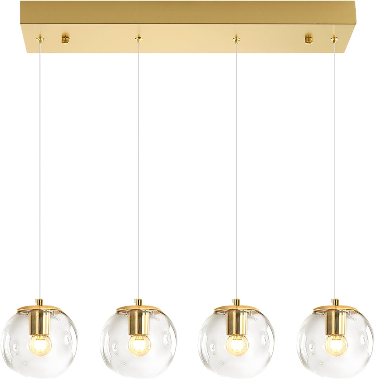 ykolupty Chandeliers for Dining Room Gold Dining Room Lights Fixture Over Table Glass Globe Pendant Lights Kitchen Island Adjustable Hanging Lamp Ceiling for Bedroom Entryway Foyer