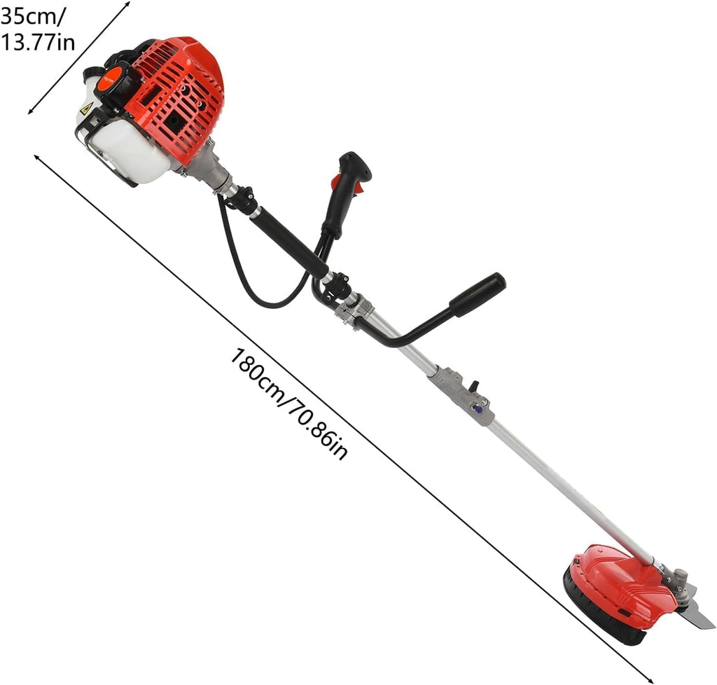 52CC 2-Stroke Gas Weed Eater, Gas String Trimmer, Gasoline Powered Weeds Eater, Weed Wacker, Gasoline Trimmer for Lawn Garden Yard, Red