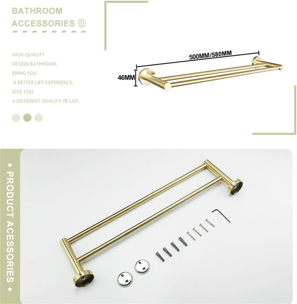 Towel Rack Brushed Gold Wall Mount Shelf Toilet Bathroom Hardware Paper Holder Towel Rack Rod Hanger Bathroom Accessories Single Towel Rack B