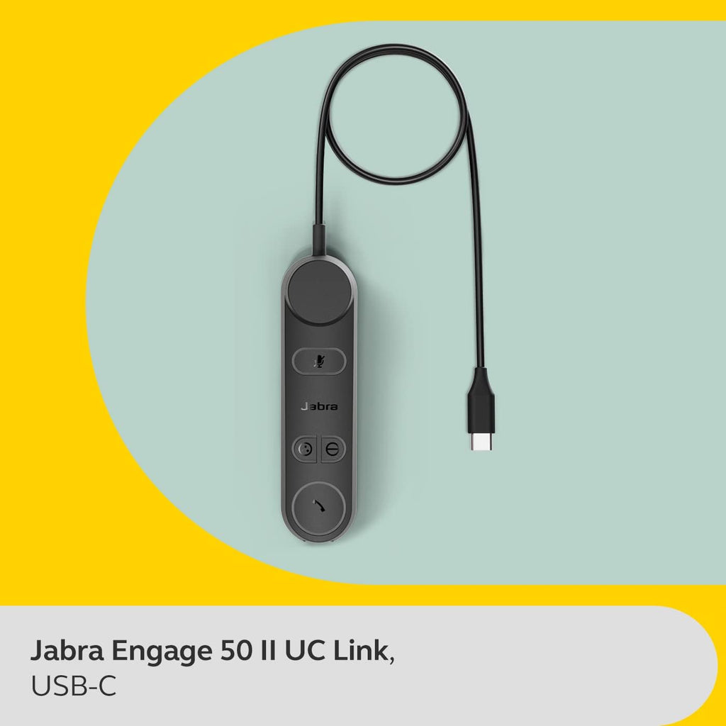 Jabra Engage 50 II Link Call Control Unit - USB-C Cable Engage 50 II Mono and Stereo USB-C Wired Headsets - MS Teams Certified, Works with All Other Platforms - Black